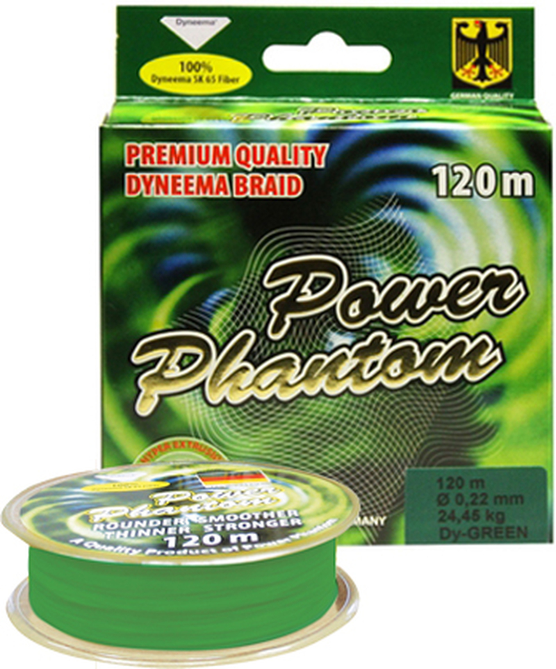 Шнур Power Phantom 4x, 120м, зеленый, 0,14мм, 15,25кг